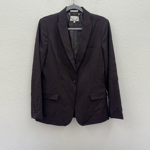 LL Bean Brown Wool Blend One Button Business Blazer Jacket Womens size 10 - Picture 1 of 11